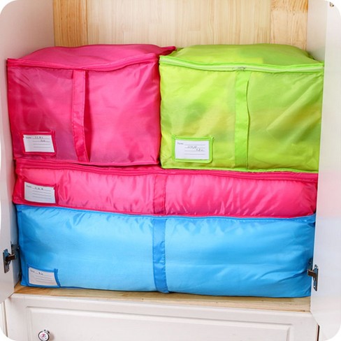 Unique Bargains Storage Bag Comforters Bags Foldable Containers With Handle  & Zipper Pink 2 Pcs : Target