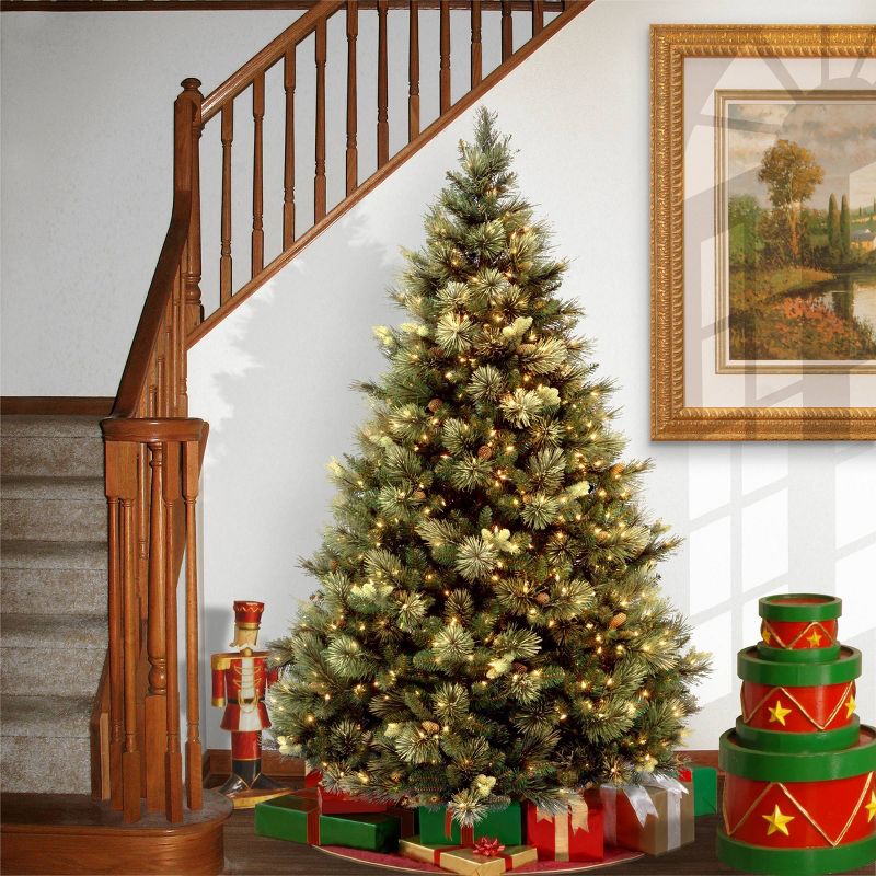 7ft National Christmas Tree Company Pre-Lit Carolina Pine Full Artificial Christmas Tree with 700 Clear Lights, 3 of 6