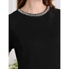 INSPIRE CHIC Women's Elegant A-Line Crew Neck Beaded Decor Short Sleeve Work Cocktail Flare Dress - 4 of 4