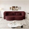 TIRAMISUBEST Floor Loveseat with 2 Pillows, Convertible Teddy Fabric Sleeper Sofa Bed, Full Size Folding Mattress - 2 of 4