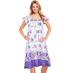 JEFFRICO Womens Nightgowns Short Sleeve Sleepwear Soft Pajama Dress Nightshirts - 1 of 4