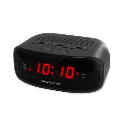 Magnasonic Digital AM/FM Clock Radio with Battery Backup, Dual Alarm, Sleep/Snooze Functions, Display Dimming  Option - Black