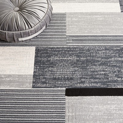 Odyssey Dark Grey and Black Synthetic Modern Area Rug