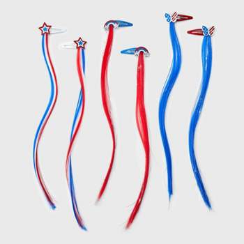 Girls' 6pk Faux Hair Clips - Cat & Jack™ Red/White/Blue