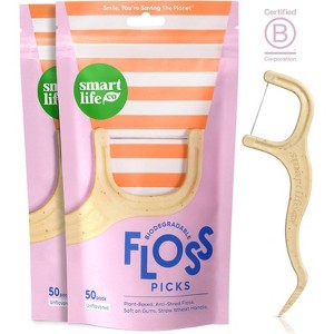 SmartLifeco Biodegradable Eco Dental Floss Picks | Unflavored (PACK OF 2 BAGS) Smart Life Co | Maintain your oral hygiene. - 1 of 4