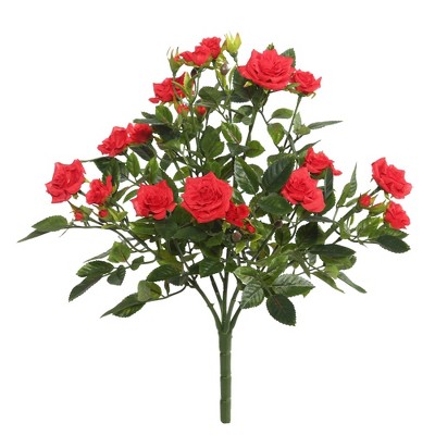 Artificial Mini Diamond Rosa Bush (15") Red - Vickerman