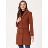 Allegra K Women's Elegant Notched Lapel Double Breasted Long Sleeve Winter Overcoat - 3 of 4