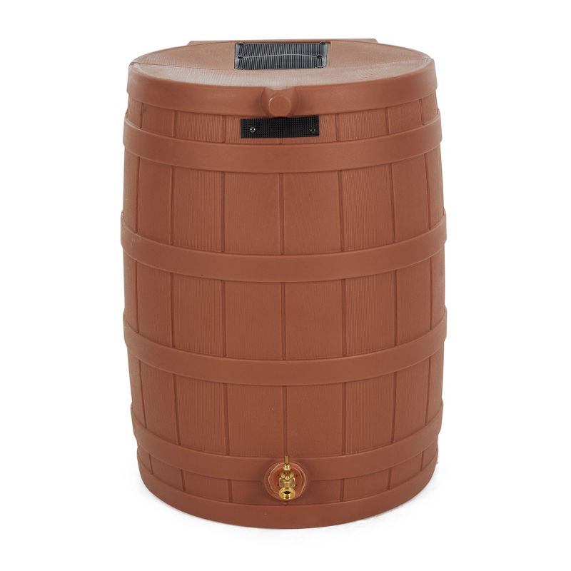 Good Ideas Rain Wizard 50 Gallon Plastic Outdoor Home Rain Barrel Water Storage Collector with Brass Spigot and Flat Back Design, Terra Cotta (3 Pack), 3 of 7
