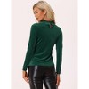 INSPIRE CHIC Women's Mock Neck Long Sleeve Ribbed Knit Solid Blouse - 4 of 4