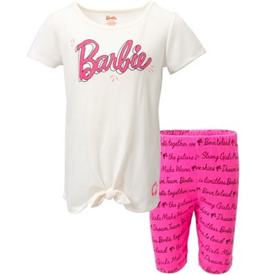 Barbie Little Girls T-shirt And Shorts Outfit Set Pink / White 7-8 : Target