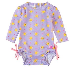 RuffleButts Baby/Toddler Girls UPF50+ Long Sleeve One Piece Rash Guard - 1 of 4