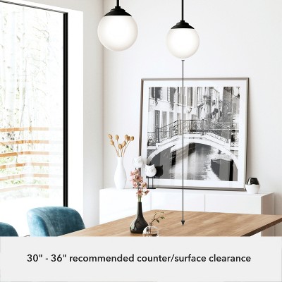 Matte Black and White Glass Globe Mini Pendant Light