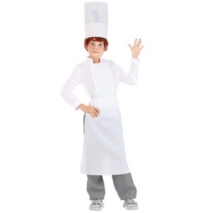 HalloweenCostumes.com Kids Linguini Costume | Disney and Pixar Ratatouille Youth Alfredo Linguini Chef Costume with Remy in Tall Hat - 1 of 4