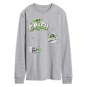 Men's - Star Wars - The Mandalorian Grogu Faux Hit Oversized Long Sleeve Graphic T-Shirt - 1 of 3