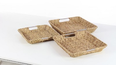 Contemporary Seagrass Rectangular Storage Tray Set of 3