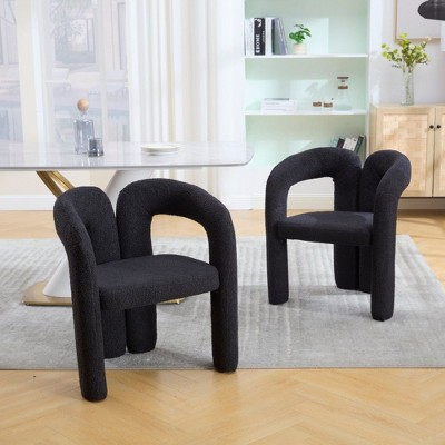 NicBex Set of 2 Modern Accent Chair,Teddy Barrel Side Chairs,Upholstered Armchair for Bedroom,Reading Room