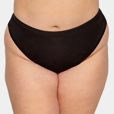 Curvy Couture Women's Plus Size No-show Lace String Bikini Panty Black Hue  M : Target