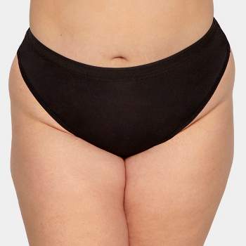 Curvy Couture Women's Plus Size Silky Smooth High Cut Brief Panty Black Hue  M : Target