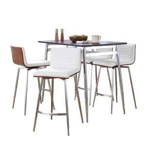 5-Piece Counter Height Dining Set with Adjustable Table and 4 Upholstered Chairs - 1 of 4