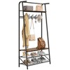 4-in-1 Entryway Hall Tree with Coat Rack, Shoe Bench & Hooks, Industrial Metal Frame Organizer - 3 of 4