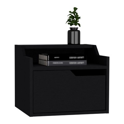 NicBex Floating Nightstand, Modern Night Stand Frame with Modern Dual-Tier Design, Wall Mounted Nightstand with Spacious Single Drawer
