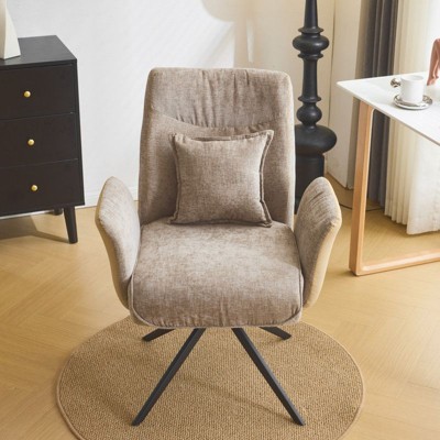 Karl Home | 28.3 inch BeigeChenille Dovetail Swivel Office Chair