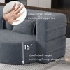 Modern Floor Sofa with 2 Pillows,Convertible Teddy Fabric Foam-Filled Sleeper Sofa Bed,15" Full Size Folding Mattress, Grey - 3 of 4
