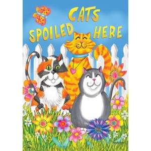 Cats Spoiled Here Spring House Flag Floral Humor 28" x 40" Briarwood Lane - 1 of 4