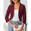 Clearlove Womens 3/4 Sleeve Bolero Shrug Open Front Puff Sleeve Cropped Lightweight Cardigan - 2 of 4