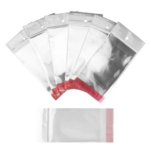 UOFFICE Clear Resealable Cellophane Bags, 5.9" x 9.8" with Hanging Header 1.2 Mil - 1 of 4