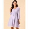 Allegra K Women's Swiss Dots Elastic Waist 3/4 Sleeve A-line Solid Flowy Chiffon Dress - 2 of 4