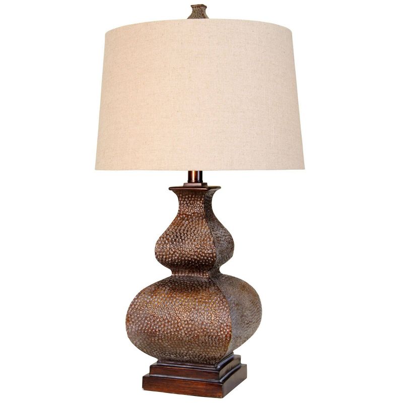 Berkshire Brown Table Lamp with White Hardback Fabric Shade  - StyleCraft, 1 of 5