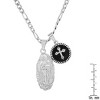 Steeltime 24" Men's stainless steel Our Lady of Guadalupe and round cross with black enamel pendant charms - 3 of 4