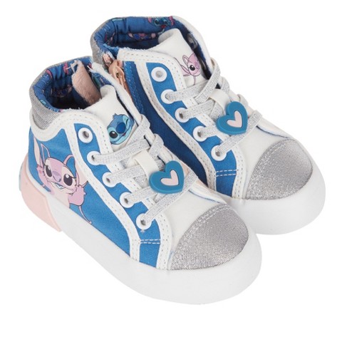 Мужские кроссовки Disney Girls Lilo & Stitch Sneakers - Lilo and Stitch High Top Athletic Shoes - Lilo and Stitch High Top Lace Up Sneakers (Blue High Top, 5)