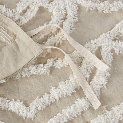 Taupe King Cotton Chenille Medallion Duvet Cover Set