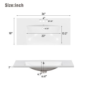 Mshliw 36" Bathroom Vanity with Resin Sink, 4 Drawers & 1 Cabinet Door, Adjustable Shelves, Modern Design(Black) - 1 of 4