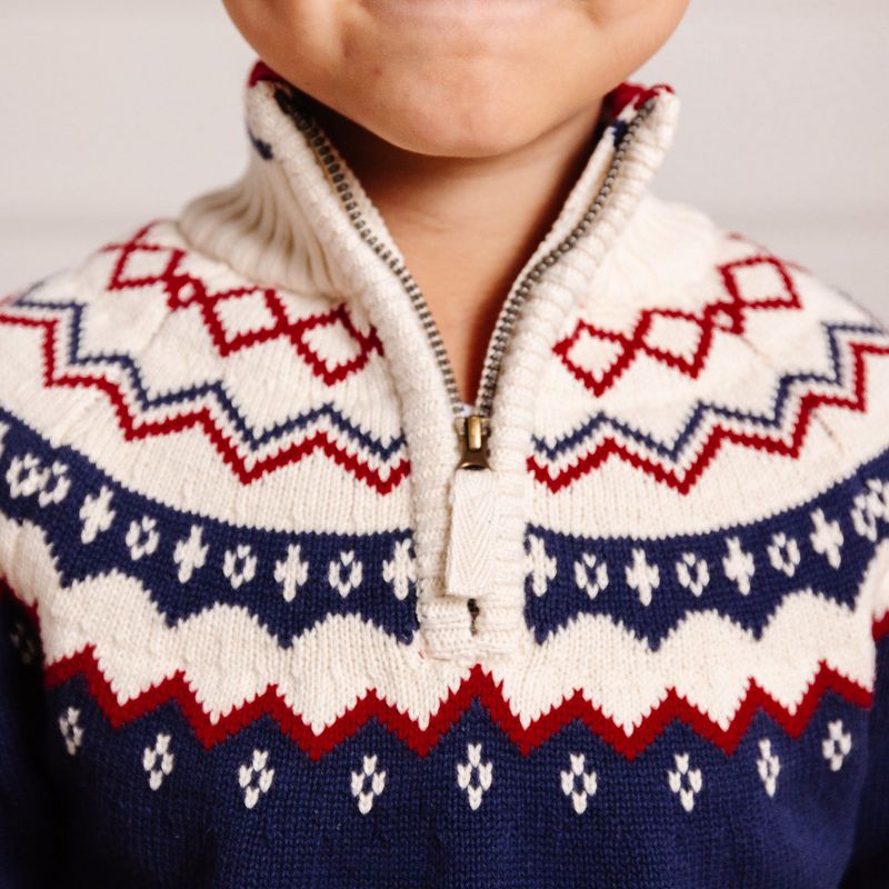 Hope & Henry Boys' Organic Long Sleeve Half Zip Raglan Ski Sweater, Kids, 5 of 9
