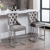 Kumasinova Mid-Century Velvet Counter Height Bar Stools Set of 2, Chrome Metal Base Counter Stools with High Back, Farmhouse Counter Height Stools - 4 of 4