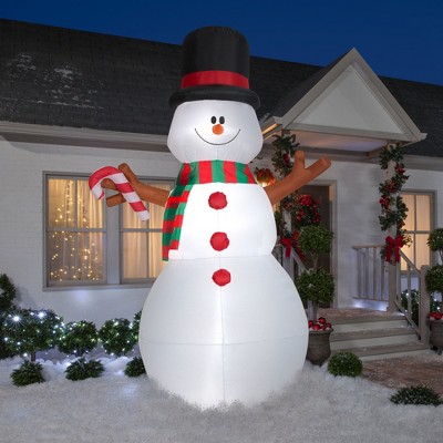 Giant Animated Christmas Inflatable Swiveling Snowman with Candy Cane