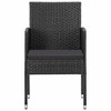 vidaXL Poly Rattan Patio Chairs Set of 2 - Weather-Resistant Garden Seats - Black Cushions - Steel Frame - 3 of 4