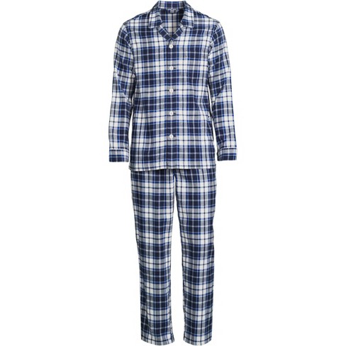 Lands' End Men's Tall Flannel Pajama Set - Large Tall - Deep Sea Navy ...