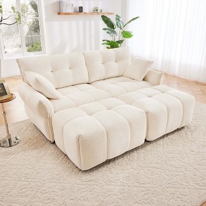 78.7" Chenille Modular Sectional Sofa Bed with High-Resilience Cushions and 2 Ottomans for Small Living Room - 1 of 4