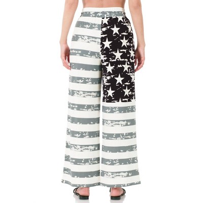 Women's Wo's American Flag Drawstring Wide Leg Pants - ZENANA