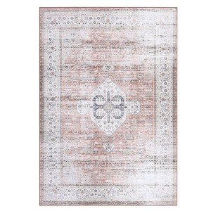 Area Rug Machine Washable Rug Non Slip Indoor Carpet Vintage Distressed Low Pile Rugs Foldable Retro Printed Rug for Bedroom Living Room Kids Room - 1 of 4