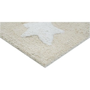 HomeRoots 32" White And Beige Cotton Clouds and Stars Youthful Bath Rug - 1 of 4