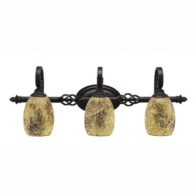 Toltec Lighting Elegante 3 - Light Vanity in  Dark Granite with 5" Gold Fusion Shade
