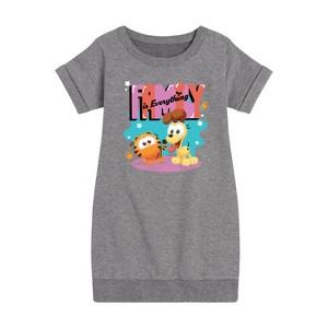 - Garfield - Family Is Everything Graphic Short Sleeve Fleece Dress - 1 of 4