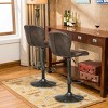 Costway Set of 2 Adjustable Swivel Bar Stool Hot-stamping Cloth with Backrest&Footrest Brown Low Back - 4 of 4