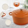 Dexmalle 4.5 Quart Orange Enameled Dutch Oven Pot with Lid,Up to 500°F - 4 of 4