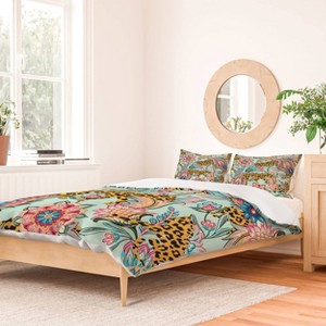 Deny Designs 83 Oranges Leopards and Floral Jungle Queen/Full Duvet and Sham Set (2-3pc Set) - 1 of 4